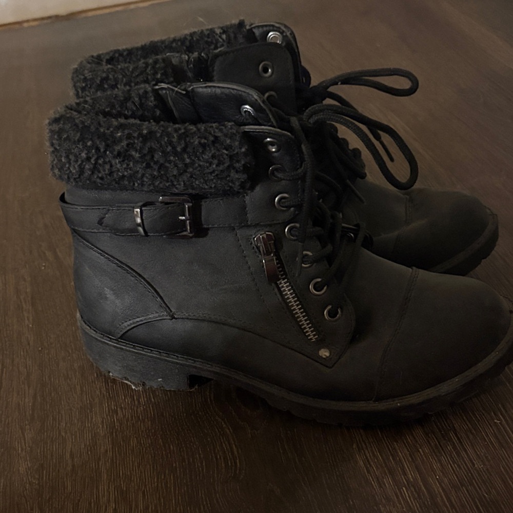 Women's Black Lace-Up Ankle Boots